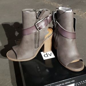 NEW! dv Dolce Vita Open-Toe Heel Gray Booties